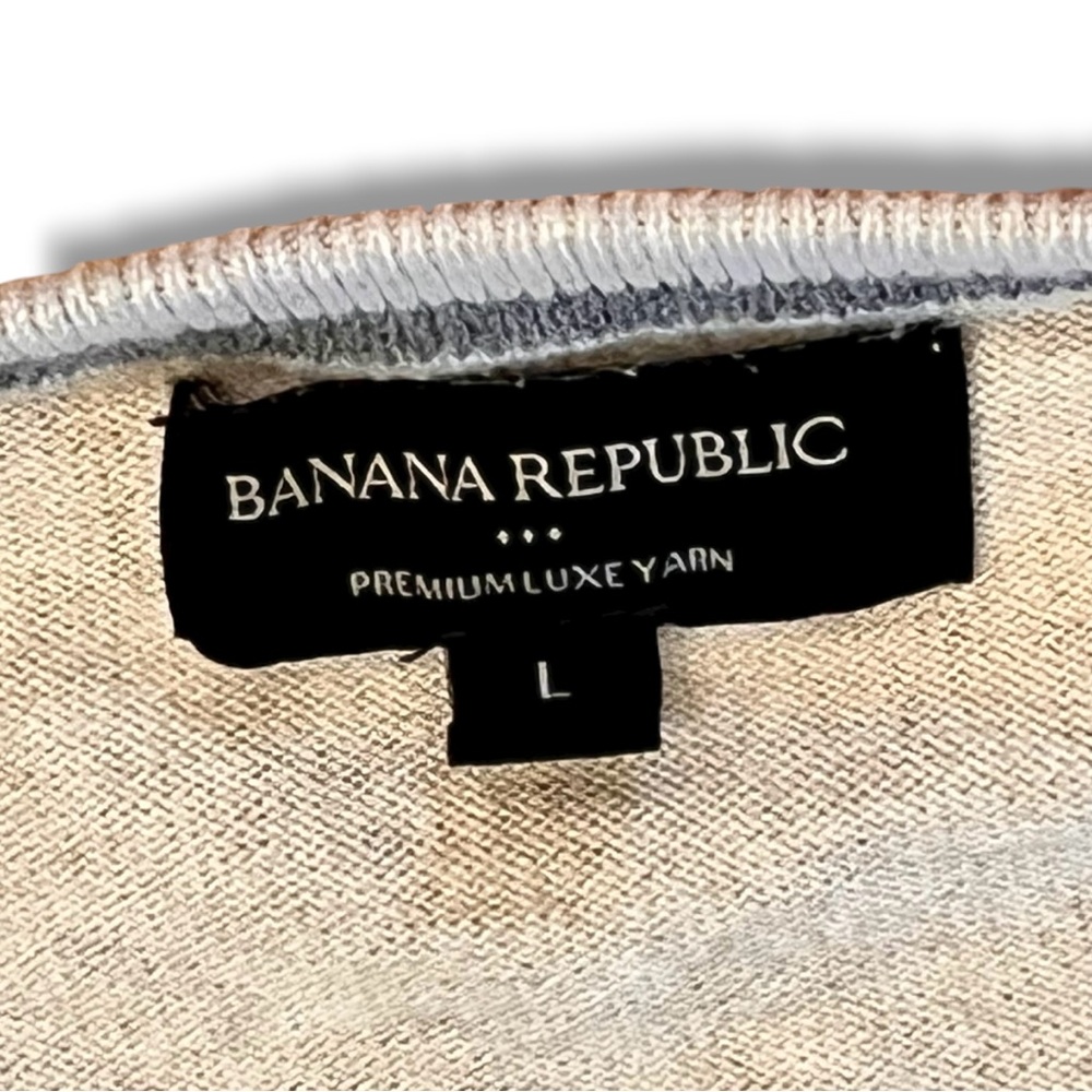 Banana Republic Men's Tan V-neck Silk Cashmere Blend Sweater Size Large Preppy - Picture 5 of 9